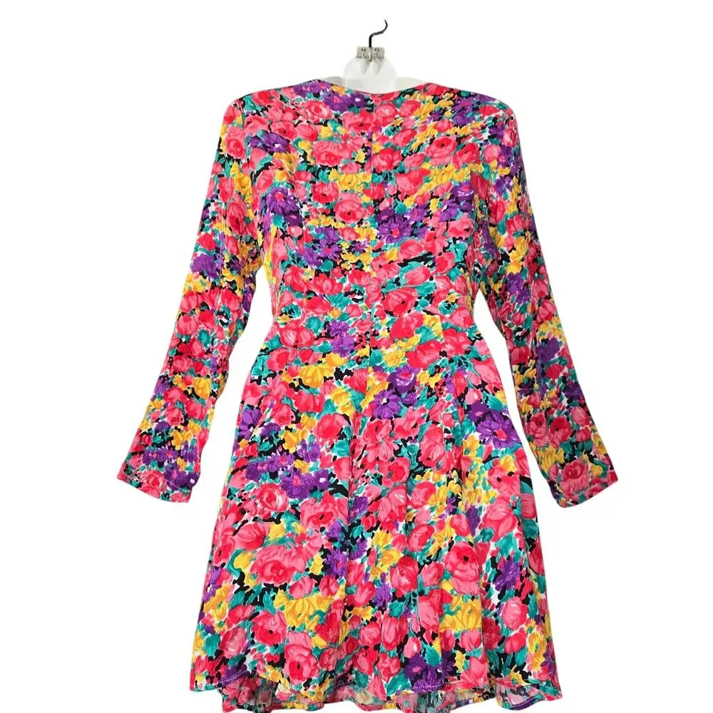 Vintage‎ The Original Womens Medium Button Front Dress Floral 80s Cottagecore